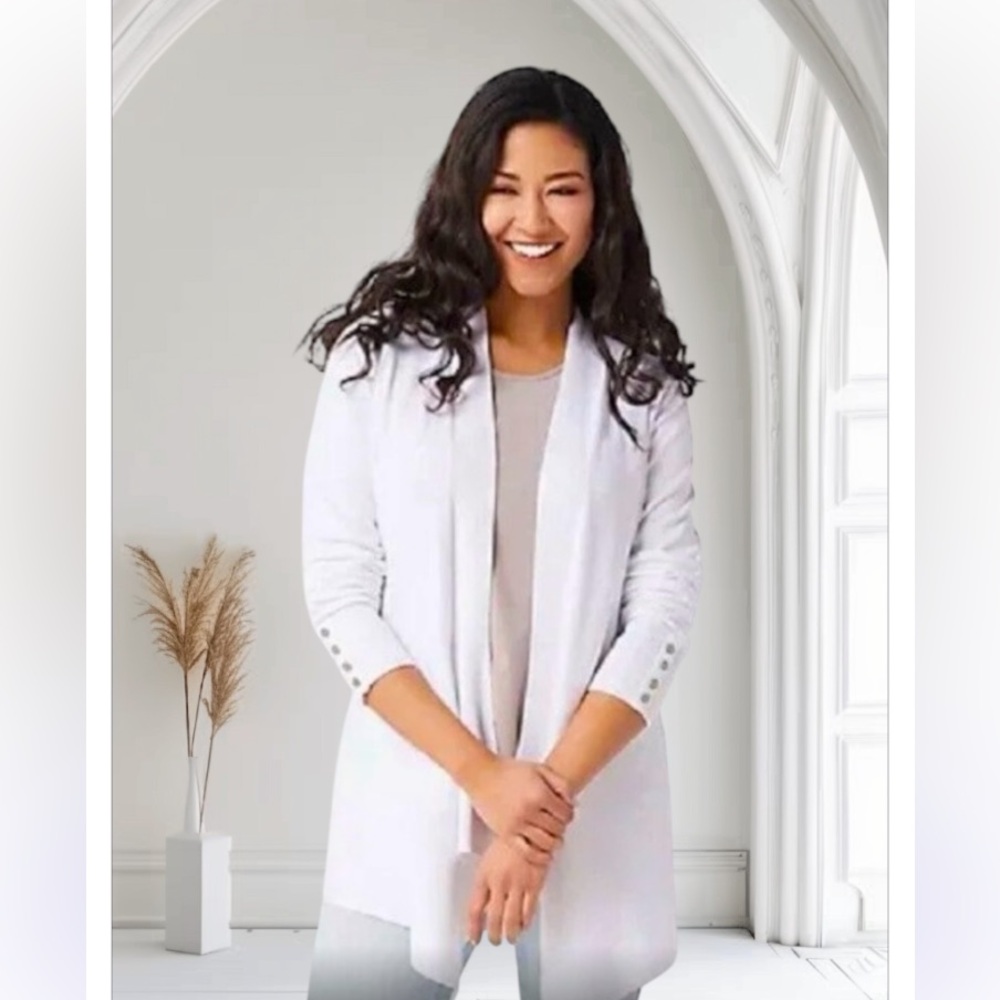 Susan Graver Rayon Nylon
Sweater Cardigan with buttons
White 2X